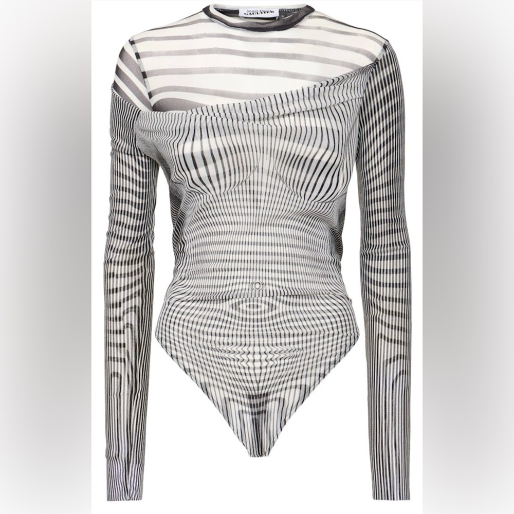 NEW Jean Paul Gaultier Body Morphing Mesh Black and White Sheer Bodysuit NWOT - Picture 5 of 15